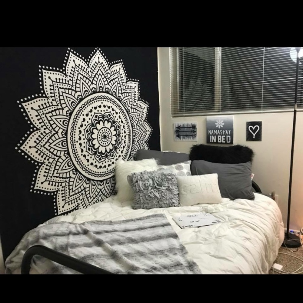 black and white tapestry